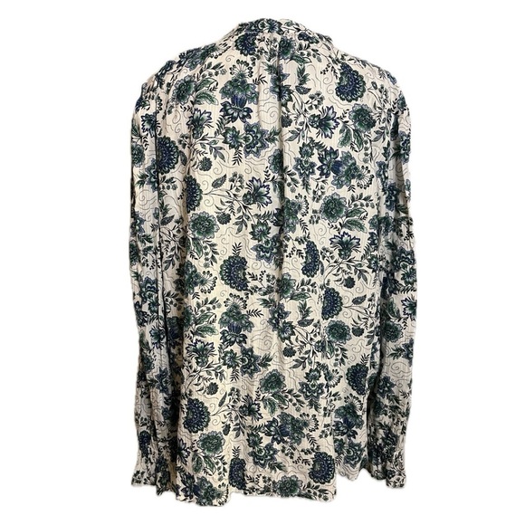 LOFT Floral Smocked blue/white/green Yoke Blouse – Size XL - Picture 4 of 7